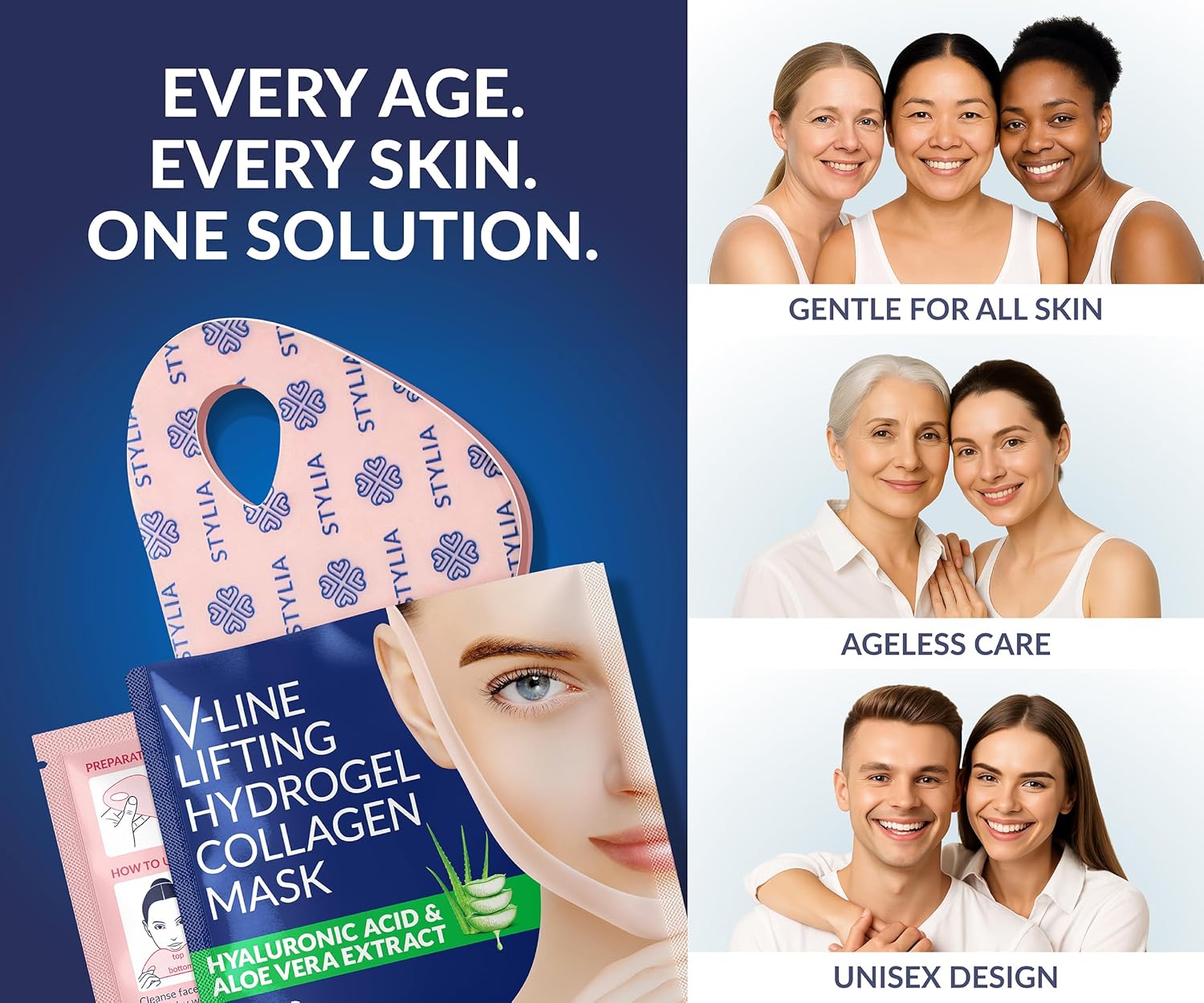 V Line Lifting Collagen Face Mask - Double Chin Strap for Women - Jawline Shaper Face Lift Tape - Neck Lift Collagen Mask - Chin Strap for Sleeping - Hyaluronic Acid, Aloe Vera, Cica 10PC