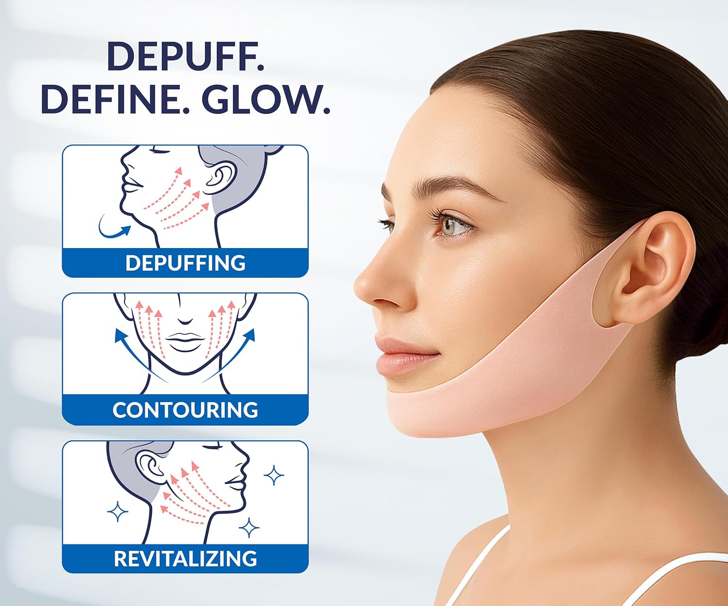 V Line Lifting Collagen Face Mask - Double Chin Strap for Women - Jawline Shaper Face Lift Tape - Neck Lift Collagen Mask - Chin Strap for Sleeping - Hyaluronic Acid, Aloe Vera, Cica 10PC