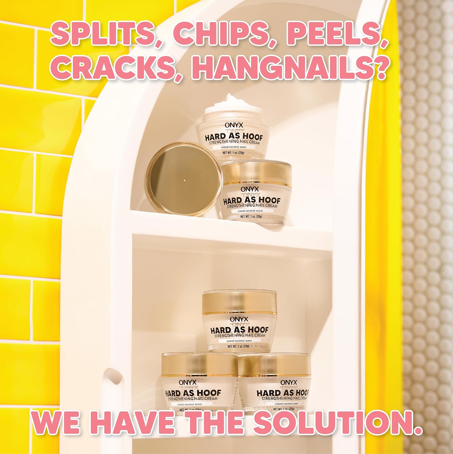 Hard as Hoof Nail Strengthening Cream with Coconut Scent, Nail Growth & Conditioning Cuticle Cream Stops Splits, Chips, Cracks & Strengthens Nails, 1 Oz