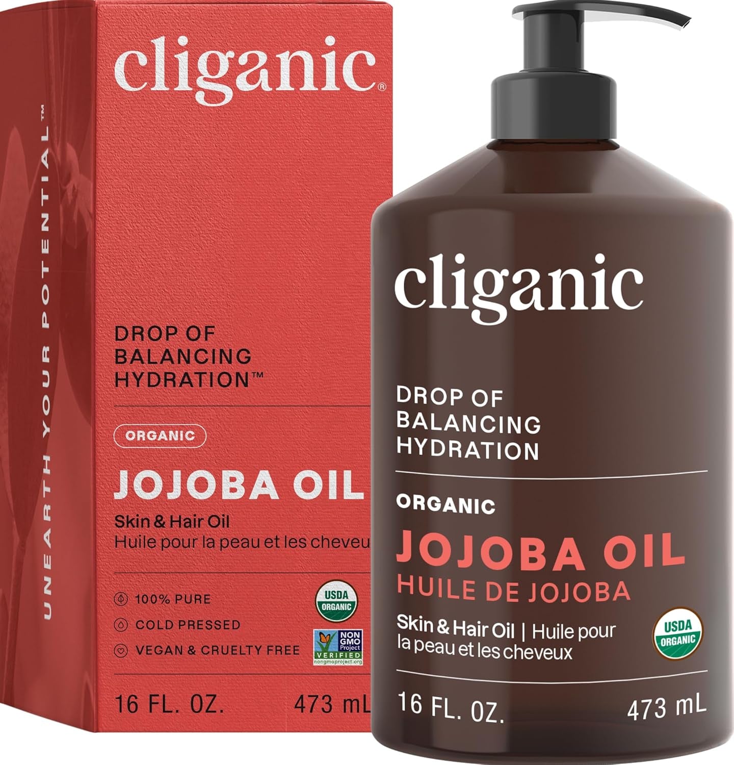 Cliganic Organic Jojoba Oil, 100% Pure (4Oz) | Moisturizing for Face, Hair, Skin & Nails | Natural Cold Pressed Hexane Free | Base Carrier Oil